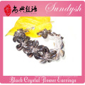 Grand Bracelet Charmant Fleur de Cristal Noir